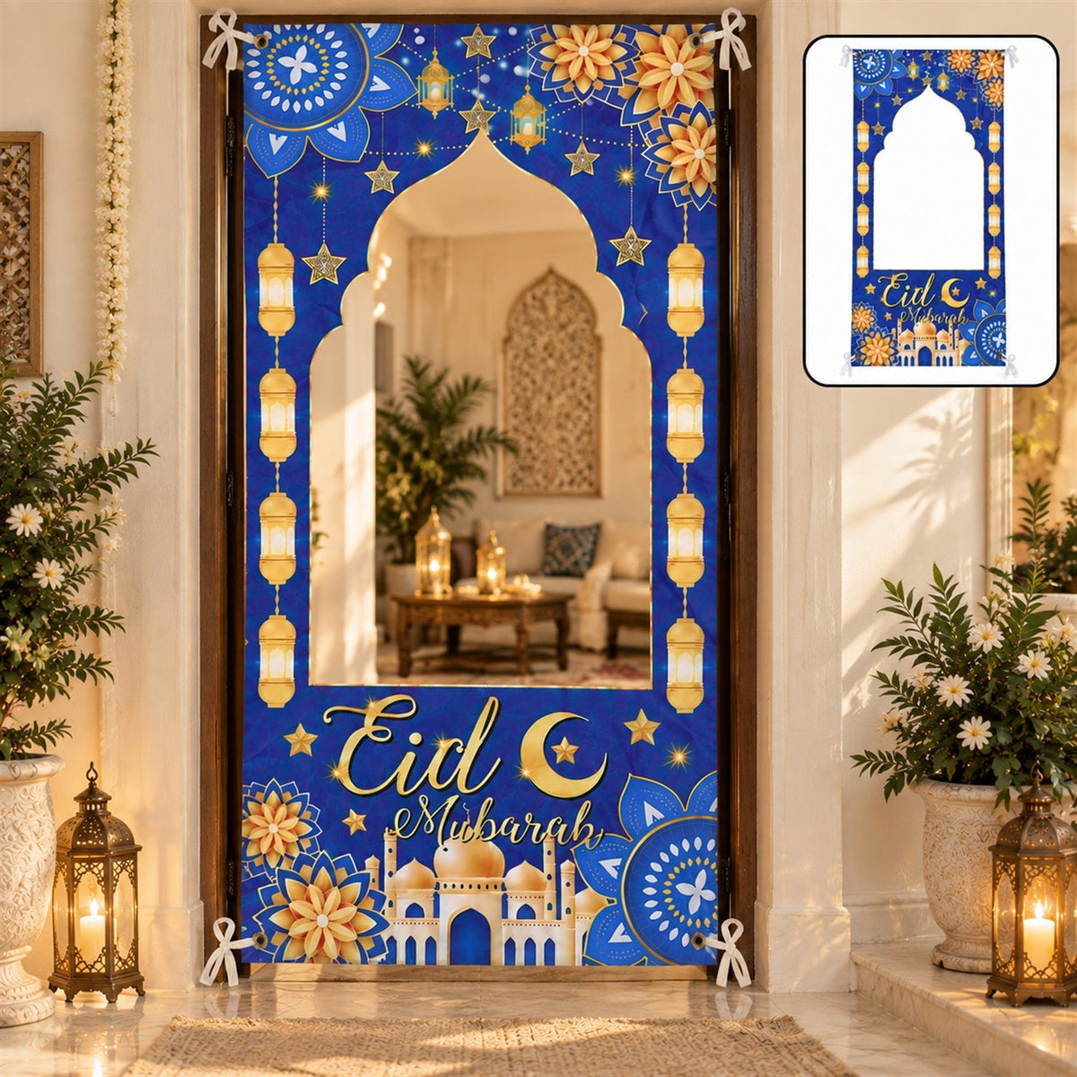 Eid backdrop curtain white bg