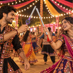 People using steel Dandiya sticks for Garba