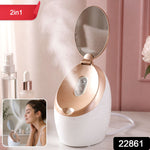 Facial steamer releasing a warm mist