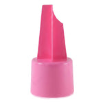 A close-up of the pink plastic ground stake cup holder on a white background, showing its unique shape.