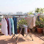 Foldable laundry drying rack with extended wings
