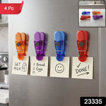Colourful plastic magnetic clips, 4 piece set