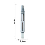 The white and gray multi-tool cleaning pen with dimensions of 18 cm length and 2.9 cm width.
