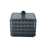 Plastic cotton swab box on white background