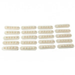 Twenty beige self-adhesive cable organizer clips, each with five flower-shaped holders, arranged in four rows on a white