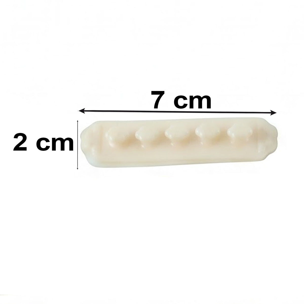 A single beige self-adhesive cable organizer clip, 7 cm long and 2 cm wide, with five flower-shaped holders, on a white