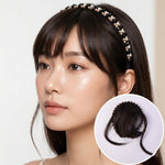 Close-up of synthetic fiber material used in hair bangs extension