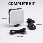 Camera light complete kit with clip mount and USB cable