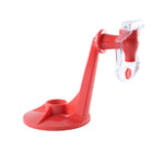 A red plastic beverage dispenser with a clear tap, shown on a plain white background.
