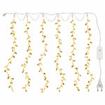 Leaf curtain light with plug and controller on white background