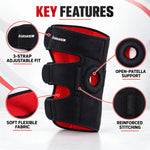 Knee support open patella view