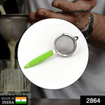 Ergonomic stainless steel tea strainer with fine mesh for perfect filtration.