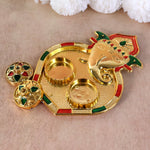 Ganesh Kumkum Box showing twin round containers with lids
