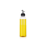 Top-down view of the 1-litre clear plastic oil dispenser with a secure lid.