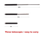 The multi-function collapsible metal self-defense stick with foam grip ready for use.