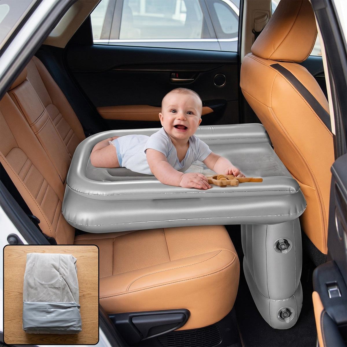 Inflatable Travel Air Bed Mattress for Car Back Seat Kids Baby