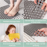 Durable plastic anti-slip mat designed to prevent falls in the bathroom.