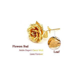The 24K gold-plated artificial rose displayed with its elegant packaging.