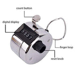 Side view of the metal tally counter with an easy-to-read dial.