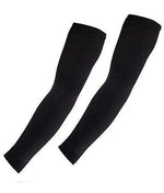 Close-up of the black arm sleeve fabric texture, showing breathability and elasticity.