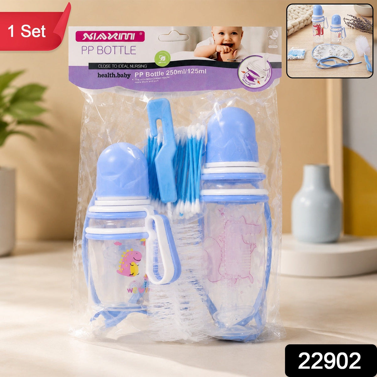 Baby Feeding Bottle Set with Bib & Brush for Newborn Care