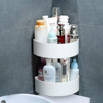 Kitchen corner storage shelf with self-adhesive backing.