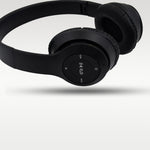 The foldable mechanism of the black wireless headphones for easy storage.