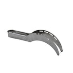 A silver stainless steel watermelon slicer is shown from an angled perspective on a white background