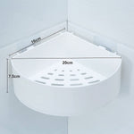Durable plastic corner caddy for drill-free home organization.
