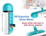 Medicine Vitamins 600ML Candy Color Pill Water Bottle Seven Daily Pill Box Organizer Portable Kit Combine Plastic Water Bottle Multicolor 1 PC