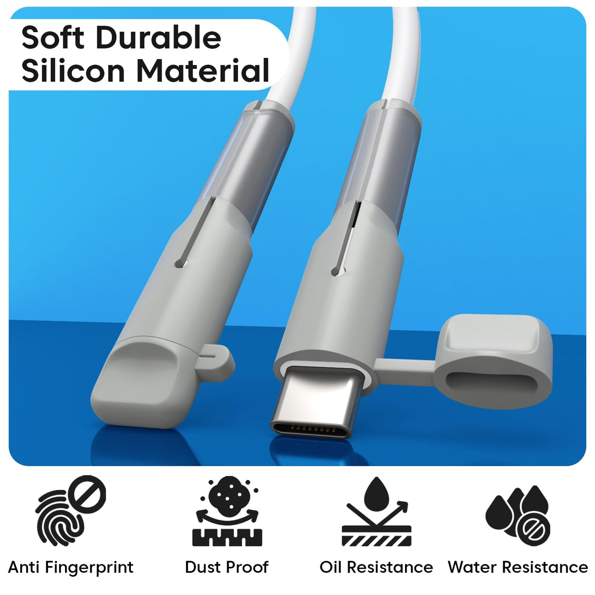 Sounce Type C Cable End Protector Silicone Cap, Grey
