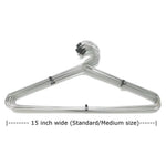 Elegant stainless steel hangers in a modern closet, perfect for keeping clothes wrinkle-free.