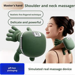 Neck & Shoulder Massager with Heat, Wireless Portable Shiatsu Back Massager, 4D Deep Tissue Kneading Electric Massage Machine, Human Hand Simulation for Neck Pain Relief, Muscle Relaxation Device for Home Office Travel (Green)
