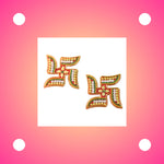 Acrylic Swastik stickers showcasing detailed bead and rhinestone craftsmanship