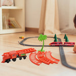 World Express train set components, including tracks, tree, and train cars.
