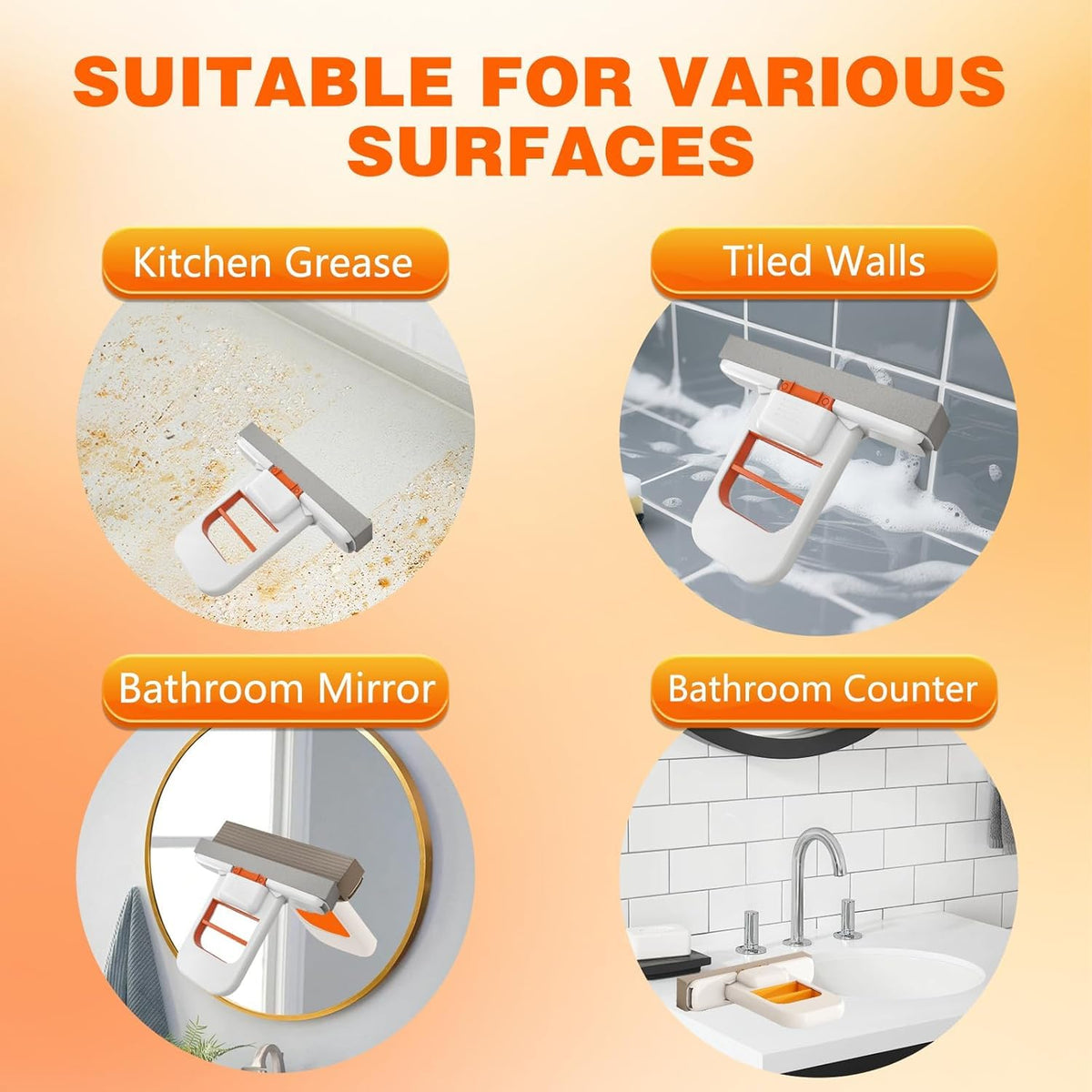 Mini Foldable Desktop Mop For Kitchen – Self‑Squeeze Sponge Mop for Wet & Dry Use – Portable Cleaning Tool – Kitchen, Bathroom, Glass, Living Room (1 Squeeze Handle + 2 Sponge Head)