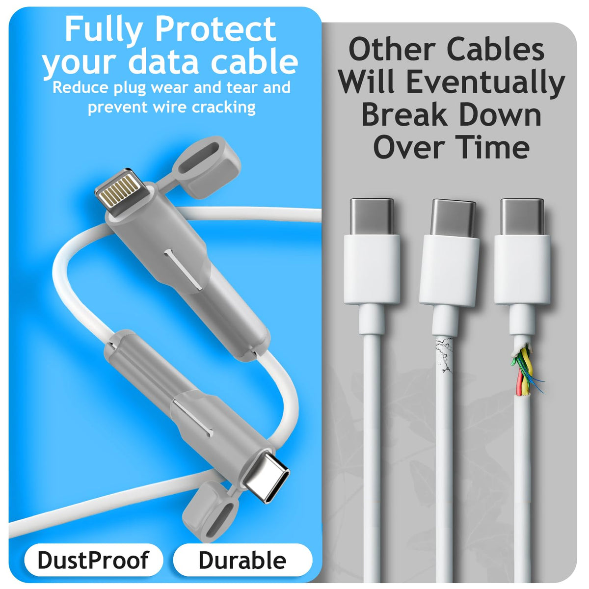 Sounce Type C Cable End Protector Silicone Cap, Grey