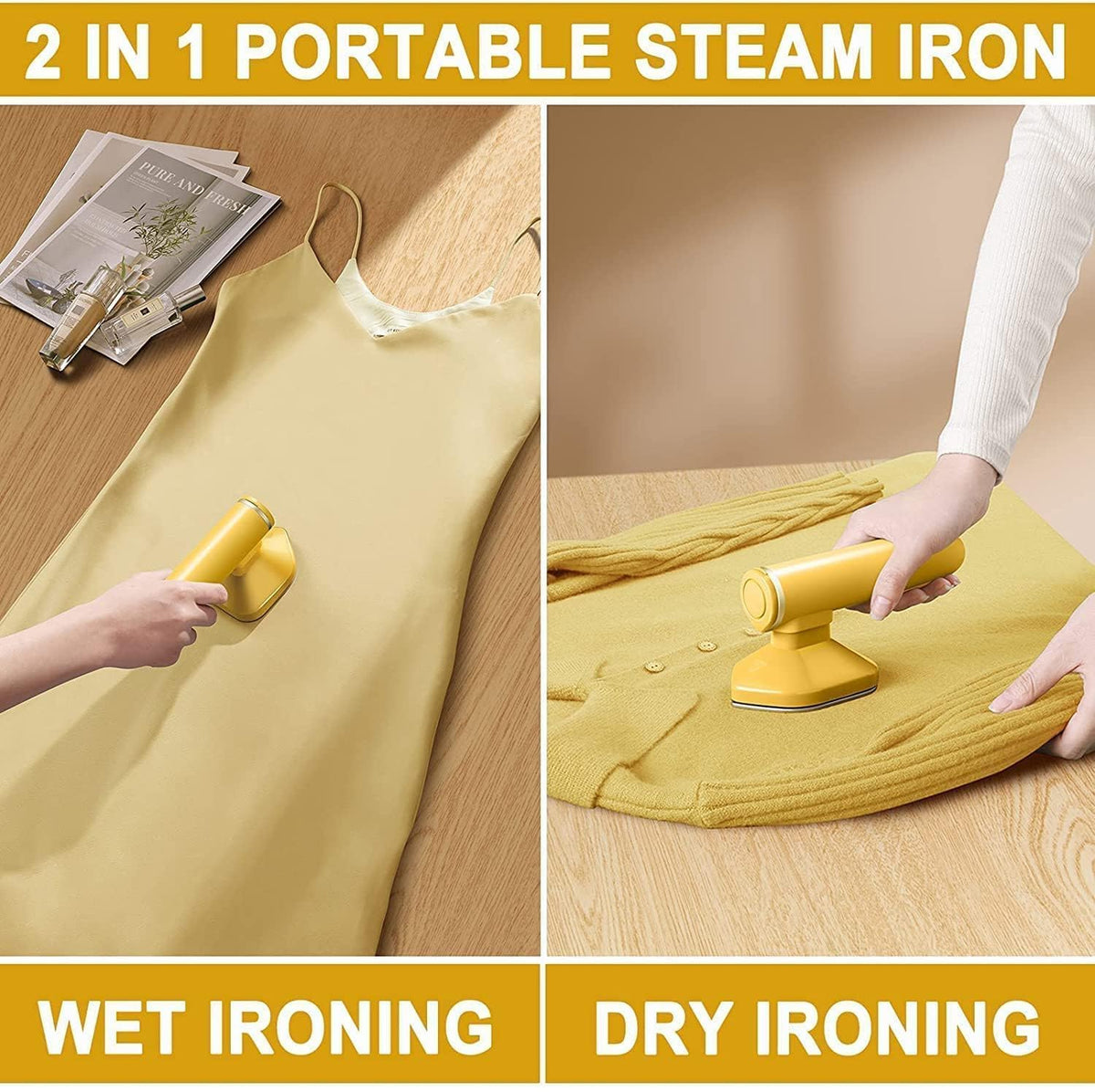 Portable Steam Iron Mini Handheld Garment Steamer | Quick Heat Travel Iron for Clothes | Compact & Lightweight | Suitable for Home & Travel | Pack of 1