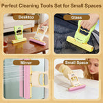 Mini Foldable Desktop Mop For Kitchen – Self‑Squeeze Sponge Mop for Wet & Dry Use – Portable Cleaning Tool – Kitchen, Bathroom, Glass, Living Room (1 Squeeze Handle + 2 Sponge Head)