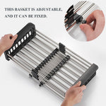 Side view of the expandable sink drainer, highlighting its sturdy design.