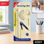 Complete 8-in-1 Geometry Box Set for School Students