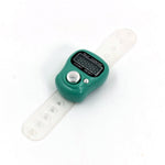 Close-up of the easy-press button and finger loop on the counting machine.