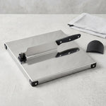 Stainless Steel 2 In 1 Cutting and Chopping Board with Built In Knife (1 Set) view 3