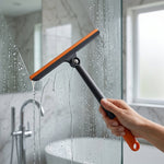Comfortable grip handle of glass window cleaning squeegee with hanging hole for easy storage