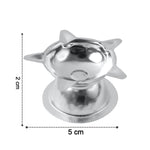 Stainless steel lotus style aarti diya providing stable and bright illumination