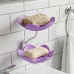 Close up view of the double layer soap dish showing its effective drainage system.