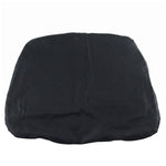 Top-down view of a black ergonomic seat cushion with a textured, dotted surface on a white background.