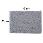 A gray cleaning block with dimensions of 10 cm length and 7 cm width indicated by black arrows and text.