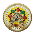 Traditional meenakari puja plate with compartments for offerings