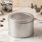 Round metal storage tin box organiser